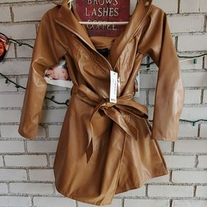 Leather look biker jacket playsuit